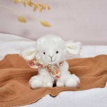 Plyšové a textilní hračky - Plyšová ovečka Lamb Scrunchie Doudou et Compagnie bílá se vzorovaným šátkem 12 cm různé druhy od 0 měsíců_2