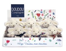 Jucării de pluș și textile - Oiță de pluș Lamb Scrunchie Doudou et Compagnie albă cu eșarfă cu model 12 cm diferite tipuri de la 0 luni_4