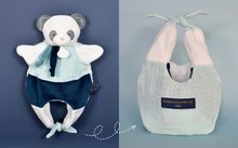 Bábky pre najmenších - Plyšová panda na bábkové divadlo Doudou Amusette 3v1 Doudou et Compagnie modrá 30 cm od 0 mes_0