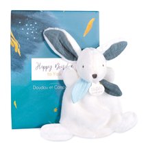 Zabawki do przytulania i zasypiania - Pluszowy zajączek do przytulania Happy Pop Doudou et Compagnie biały 17 cm w opakowaniu prezentowym od 0 miesiąca_0