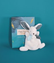 Zabawki do przytulania i zasypiania - Pluszowy zajączek do przytulania Happy Pop Doudou et Compagnie biały 17 cm w opakowaniu prezentowym od 0 miesiąca_1