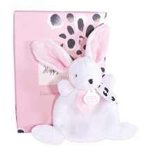 Zabawki do przytulania i zasypiania - Pluszowy króliczek do przytulania Happy Blush Doudou et Compagnie biały 17 cm w opakowaniu prezentowym od 0 miesiąca_0