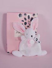 Zabawki do przytulania i zasypiania - Pluszowy króliczek do przytulania Happy Blush Doudou et Compagnie biały 17 cm w opakowaniu prezentowym od 0 miesiąca_1