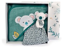 Babyhandtücher - Handtuch mit Kapuze für die Kleinsten Yoca le Koala Doudou et Compagnie mit Plüsch-Koala zum Kuscheln blau 80*80 cm ab 0 Monaten_1