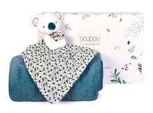 Dětské deky - Deka pro nejmenší Yoca le Koala Doudou et Compagnie s plyšovou koalou na mazlení modrá 70*100 cm v dárkovém balení od 0 měsíců_0