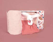 Kinderdecken - Decke für ein Baby Bunny Happy Boho Doudou et Compagnie mit einem Kuschelhasen rosa 100*70 cm ab 0 Monaten_0