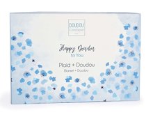 Babaplédek - Takaró legkisebbeknek Bunny Happy Glossy Doudou et Compagnie plüss nyuszival dédelgetéshez kék 100*70 cm 0 hó-tól_1