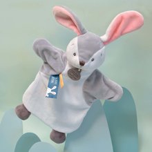 Lutke za najmlajše - Plišasti zajček lutkovno gledališče Bunny Doudou et Compagnie sivo-bel 25 cm od 0 mes_0