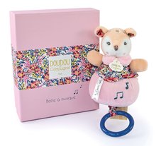 Jucării de pluș și textile - Cerb de pluș cu melodie Music Box Boh'aime Doudou et Compagnie roz 14 cm în ambalaj cadou de la 0 luni_1