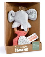 Plyšové a textilní hračky - Plyšový slon s chrastítkem Couleurs Savane Doudou et Compagnie šedo-růžový 15 cm od 0 měsíců_1