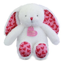 Plüschhase Bunny Je T'aime Doudou et Compagnie in der weißen Geschenktasche, 25 cm, ab 0 Monaten