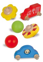 Lesene didaktične igrače - Lesena avtosteza s kroglicami Runway Eichhorn 7 delov z 2 avtomobilčkoma od 12 mes_2