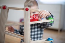 Jucării pentru dezvoltarea abilitătii copiiilor - Pistă de mașini din lemn cu biluțe Runway Eichhorn 7 piese cu 2 mașinuțe de la 12 luni_0