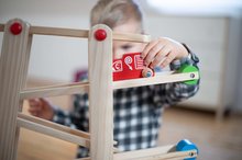 Jouets didactiques en bois - Piste en bois à billes Runway Eichhorn, 7 pièces avec 2 voitures, à partir de 12 mois_0