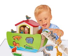 Jucării pentru dezvoltarea abilitătii copiiilor - Arca lui Noe din lemn cu animăluțe Stacking Toy Ark Eichhorn care se poate desface cu 16 figurine de la 12 luni_1