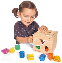 Drevené didaktické hračky - Drevená didaktická kocka Shape Sorting Cube Eichhorn s 12 vkladacími kockami od 12 mes_2