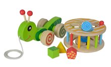 Drevené didaktické hračky - Drevený didaktický slimáčik na ťahanie Color Pull along Stacking Animal Eichhorn 4 vkladacie kocky od 12 mes_2
