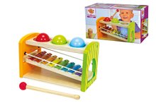 Detské hudobné nástroje - Drevený Xylofón Color Xylophone Hammering Bench Eichhorn s 3 loptičkami a kladivkom od 24 mes_1