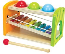 Instruments de musique pour enfants - Xylophone en bois à frapper Color Xylophone Eichhorn avec 3 boules et un marteau, à partir de 24 mois_0