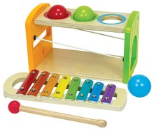 Detské hudobné nástroje - Drevený Xylofón Color Xylophone Hammering Bench Eichhorn s 3 loptičkami a kladivkom od 24 mes_4