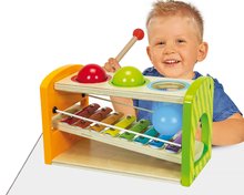 Detské hudobné nástroje - Drevený Xylofón Color Xylophone Hammering Bench Eichhorn s 3 loptičkami a kladivkom od 24 mes_2