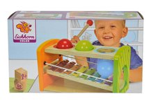Detské hudobné nástroje - Drevený Xylofón Color Xylophone Hammering Bench Eichhorn s 3 loptičkami a kladivkom od 24 mes_7