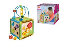 Drevené didaktické hračky - Drevená didaktická kocka s labyrintom a aktivitami Color Little Game Center Eichhorn s 5 vkladacími tvarmi od 12 mes_1