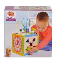 Jouets didactiques en bois - Cube éducatif en bois avec labyrinthe et d'autres activités Color Little Game Center Eichhorn, 5 formes d'insertion, à partir de 12 mois_3