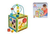 Drevené didaktické hračky - Drevená didaktická kocka s labyrintom a aktivitami Color Little Game Center Eichhorn s 5 vkladacími tvarmi od 12 mes_5