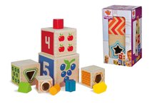 Drevené didaktické hračky - Drevená skladacia veža Color Stacking Tower Eichhorn 5 farebných kociek a 5 tvarov od 12 mes_4