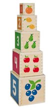Drevené didaktické hračky - Drevená skladacia veža Color Stacking Tower Eichhorn 5 farebných kociek a 5 tvarov od 12 mes_2