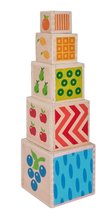 Drewniane zabawki edukacyjne - Drewniana składana wieża Color Stacking Tower Eichhorn 5 kolorowych kotków i 5 kształtów od 12 miesięcy_1