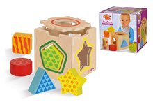 Lesene didaktične igrače - Lesena didaktična kocka Color Shape Sorting Box s 5 oblikami za vstavljanje od 12 mes_1