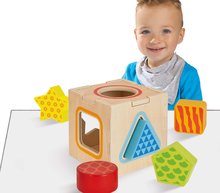 Dřevěné didaktické hračky - Dřevěná didaktická kostka Color Shape Sorting Box Eichhorn s 5 vkládacími tvary od 12 měsíců_2
