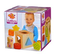 Dřevěné didaktické hračky - Dřevěná didaktická kostka Color Shape Sorting Box Eichhorn s 5 vkládacími tvary od 12 měsíců_3