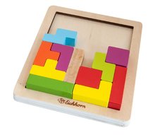  Készségfejlesztő fajátékok - Fa kirakós puzzle Shape Game Eichhorn 20 színes kocka különböző alakzatokban 4 évtől_1