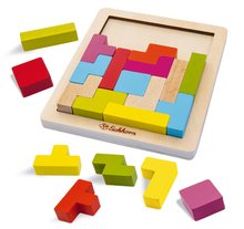 Drevené didaktické hračky - Drevené vkladacie puzzle Shape Game Eichhorn 20 farebných kociek rôznych tvarov od 4 rokov_0