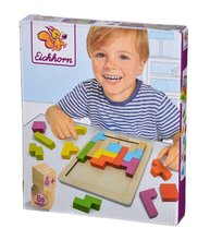 Didaktische Holzspielzeuge - Holzpuzzle Formenspiel Shape Game Eichhorn 20 farbige Würfel in verschiedenen Formen ab 4 Jahren_4