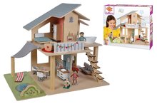 Holzhäuser für Puppen - Spielhaus für Puppen aus Holz Doll´s House with Furnitures Eichhorn stöckig, mit 4 Zimmern 3 Figuren und Möbel Höhe 44 cm_1