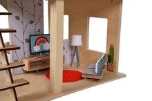 Dřevěné domky pro panenky - Dřevěný domeček pro panenky Doll´s House with Furnitures Eichhorn patrový se 4 pokoji 3 figurkami a nábytkem výška 44 cm_4