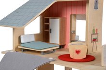 Fa babaházak  - Fa babaház Doll´s House with Furnitures Eichhorn emeletes 4 szobával 3 figurával és bútorokkal magassága 44 cm_9