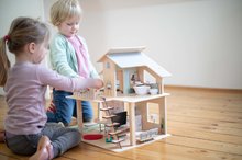 Holzhäuser für Puppen - Spielhaus für Puppen aus Holz Doll´s House with Furnitures Eichhorn stöckig, mit 4 Zimmern 3 Figuren und Möbel Höhe 44 cm_3