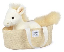 Plyšové a textilní hračky - Plyšový koník Horse Palomino Les Petits Nomades Histoire d’ Ours béžový 25 cm ve slaměném košíku od 0 měsíců_0