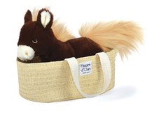 Plyšové a textilní hračky - Plyšový koník Horse Alezan Les Petits Nomades Histoire d’ Ours hnědý 25 cm ve slaměném košíku od 0 měsíců_0
