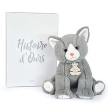 Plyšové a textilní hračky - Plyšová kočička Baby Cat Powder Grey Histoire d’Ours šedá 18 cm v dárkovém balení od 0 měsíců_1