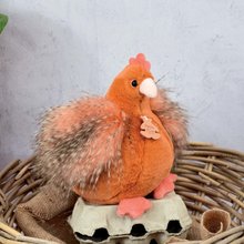 Jucării de pluș și textile - Găină de pluș Les Poulettes Histoire d’ Ours portocalie 20 cm de la 0 luni_1