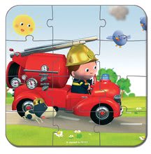 Detské puzzle do 100 dielov - Puzzle Leonovo požiarnicke auto Janod v kufríku 6-9-12-16 dielov od 3 - 6 rokov_3