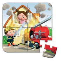 Detské puzzle do 100 dielov - Puzzle Leonovo požiarnicke auto Janod v kufríku 6-9-12-16 dielov od 3 - 6 rokov_4