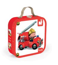 Detské puzzle do 100 dielov - Puzzle Leonovo požiarnicke auto Janod v kufríku 6-9-12-16 dielov od 3 - 6 rokov_5