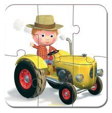 Detské puzzle do 100 dielov - Puzzle Petrov traktor Janod v kufríku 6-9-12-16 dielov od 3 - 6 rokov_0